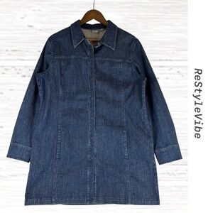 CHICOS ADDITIONS Women’s Size 2 M 12 Denim Jean Dress Snap Front Pockets Stretch